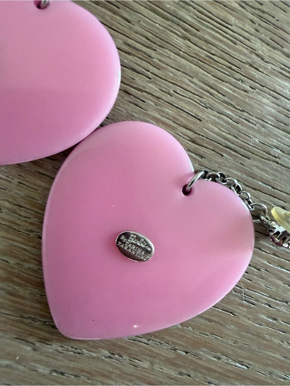 Trina Tarantino Pink Heart Drop Earrings with Iridescent Crystal Trim - Picture 3 of 3
